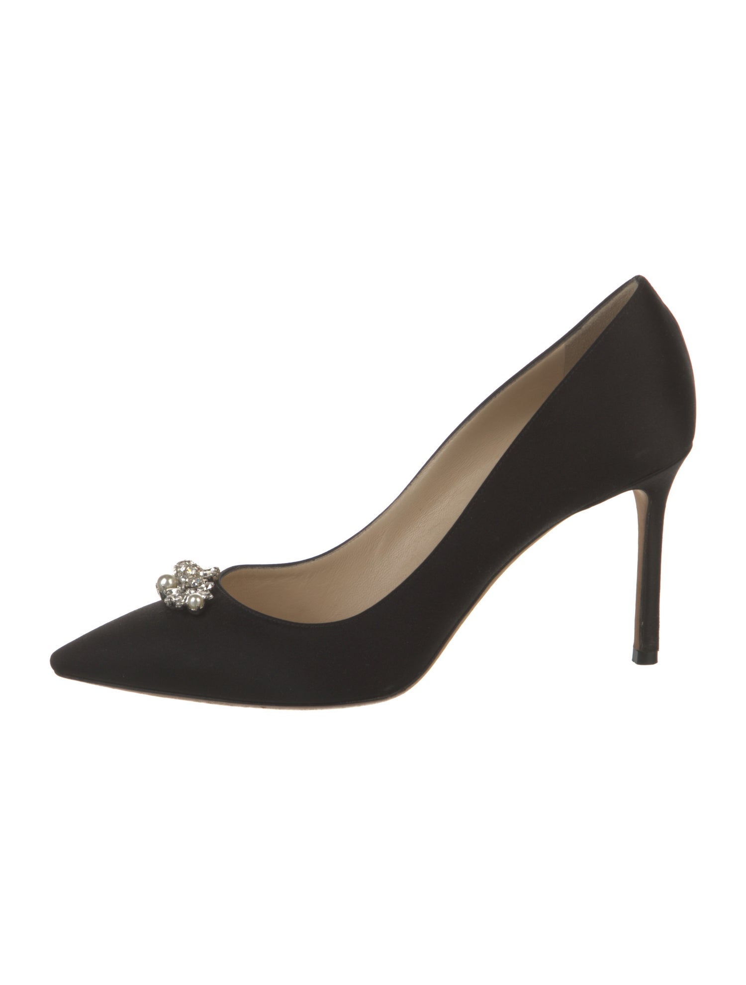 Jimmy Choo Satin Crystal Embellishments Pumps